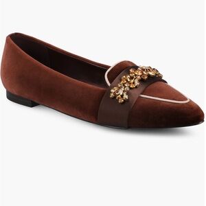 Birdies Brown Embellished Loafers in Brandy